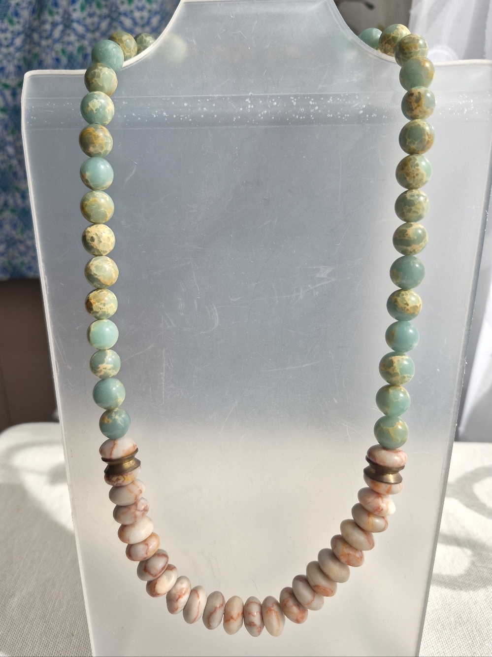 Sea Sediment and Red Network Jasper Necklace
